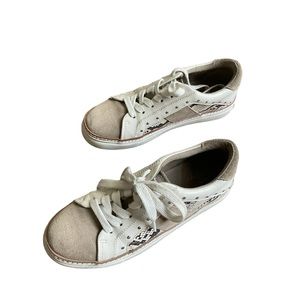 Girls / Women size 8 Brown Snake Skin Patched Tennis shoes